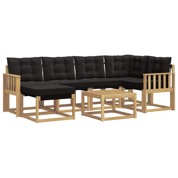 vidaXL Ensemble de canapés d'extérieur 7 Pièces Blanc et noir