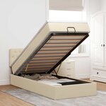 vidaXL Lit ottoman avec matelas et LED crème 90x200 cm tissu