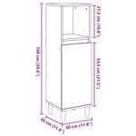 vidaXL Armoire de salle de bain vieux bois 30x30x100cm bois ingénierie