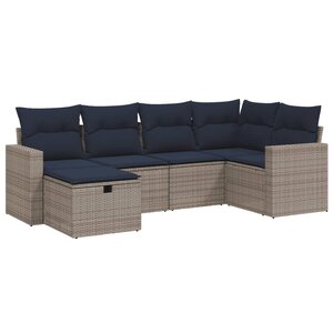 vidaXL Salon de jardin 6 Pièces avec coussins gris résine tressée
