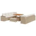 vidaXL Ensemble de canapé de jardin 11 Pièces Beige polyrotin