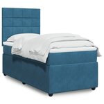 vidaXL Sommier à lattes de lit avec matelas bleu 90x190 cm velours
