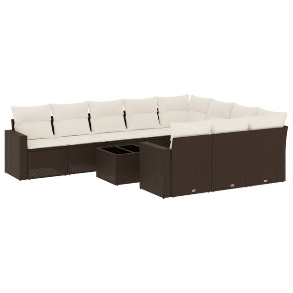 vidaXL Salon de jardin et coussins 11 Pièces marron résine tressée