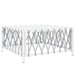 Salon de jardin meuble d'extérieur ensemble de mobilier 8 pièces avec coussins blanc acier 02_0017479