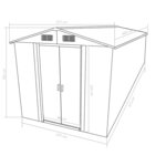 Vidaxl abri de jardin 257x489x181 cm métal anthracite