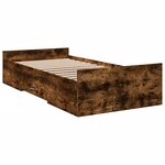 vidaXL Cadre de lit et tiroirs chêne fumé 100x200 cm bois d'ingénierie