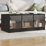 vidaXL Table basse avec portes en verre noir 102x50x42 cm