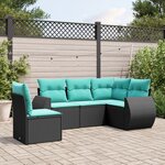 vidaXL Salon de jardin 5 Pièces avec coussins noir résine tressée