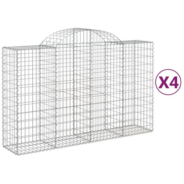vidaXL Paniers à gabions arqués 4 Pièces 200x50x120/140 cm Fer galvanisé