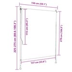 vidaXL Store roulant d'extérieur bleu et blanc 150x270 cm tissu acier