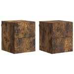 vidaXL Cabinet de chevet mural 2 Pièces Chêne fumé 34 5 x 33 x 40 cm