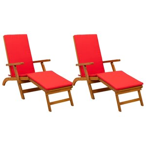 vidaXL Chaise longue inclinable et pliable 2 pc Bois d'Acacia Massif