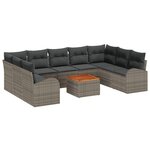 vidaXL Canapé de jardin 10 pièces  coussins gris en poly rotin et acacia
