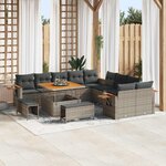 vidaXL Ensemble de canapé de jardin 13 Pièces Gris polyrotin
