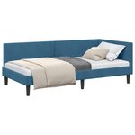 vidaXL Cadre de lit d'angle Bleu 90 x 190 cm Velours