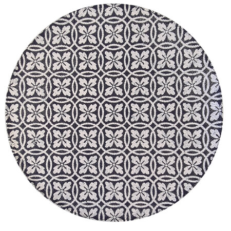 Set de table rond carreau de ciment bleu et blanc