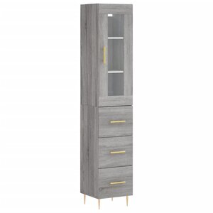 vidaXL Buffet haut Sonoma gris 34 5x34x180 cm Bois d'ingénierie
