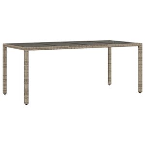 vidaXL Table de jardin dessus en verre Gris 190x90x75cm Résine tressée