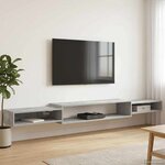 vidaXL Meuble TV mural Montage mural Gris béton 220 x 28 x 21 cm