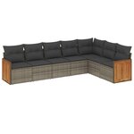 vidaXL Salon de jardin avec coussins 7 Pièces gris résine tressée