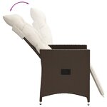 vidaXL Chaise inclinable de jardin avec coussins marron résine tressée