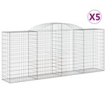 vidaXL Paniers à gabions arqués 5 Pièces 300x50x120/140 cm fer galvanisé
