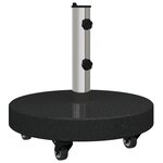 vidaXL Base de parasol roulable pour poteaux Ø38/48mm - Granit noir  rond de 30kg