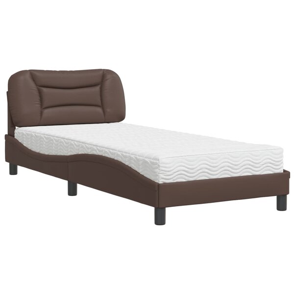 vidaXL Lit avec matelas Hvar marron 90x200 cm similicuir