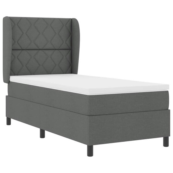vidaXL Lit à ressorts avec matelas Gris Foncé 90x200 cm en tissu
