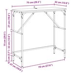 vidaXL Table console chêne artisanal 75 x 32 x 75 cm Bois d'ingénierie