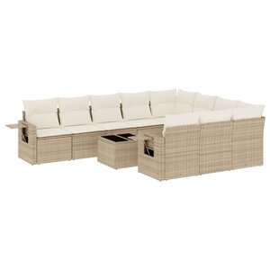 vidaXL Salon de jardin 11 Pièces avec coussins beige résine tressée