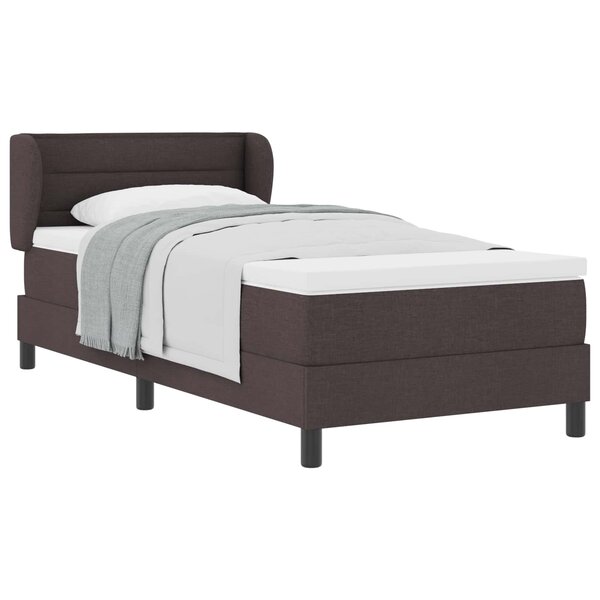 vidaXL Lit à ressorts avec matelas Marron foncé 90 x 200 cm tissu
