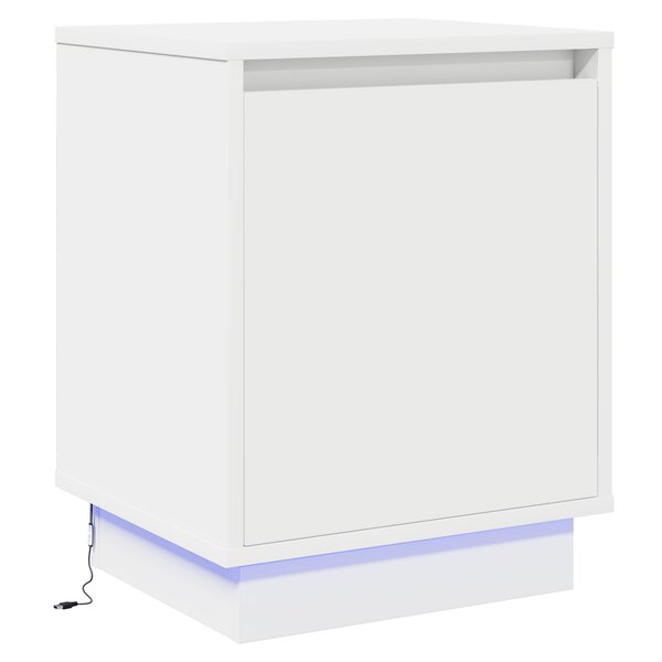 vidaXL Table de chevet avec lumières LED Blanche 39x34 5x50 cm
