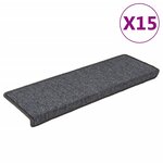 vidaXL Tapis d'escalier 15 pièces 65 x 21 x 4 cm Gris foncé Bord rectangulaire