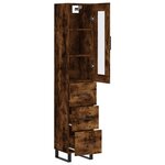 vidaXL Buffet haut Chêne fumé 34 5x34x180 cm Bois d'ingénierie