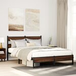 vidaXL Cadre de lit en métal sans matelas chêne marron 140x200 cm