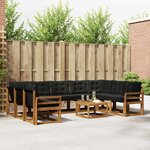 vidaXL Ensemble de canapés d'extérieur 10 Pièces Naturel et Noir