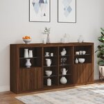 vidaXL Buffet avec lumières LED chêne marron 202x37x100 cm