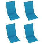 Vidaxl chaises de jardin 4 pièces avec coussins bleu bois de teck