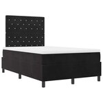 Lit à ressort vidaXL avec matelas Noir Petit Double Velours