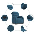 vidaXL Fauteuil inclinable électrique bleu velours