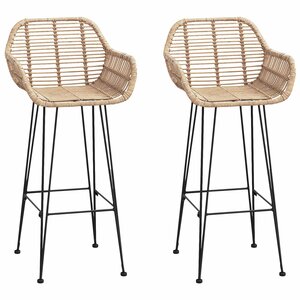 vidaXL Chaise de bar 2 Pièces Naturel 55 x 52 x 105 cm Rotin et métal