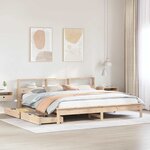 vidaXL Lit bibliothèque sans matelas 200x200 cm bois massif de pin