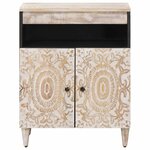vidaXL Buffet avec porte Blanc 60 x 33 5 x 75 cm Bois de mangue massif