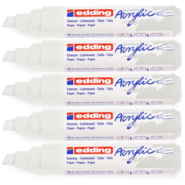 Marqueur acrylique large 5000 blanc trafic 5-10 mm x 5 EDDING