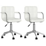 vidaXL Chaises pivotantes à manger lot de 2 blanc similicuir