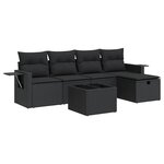 vidaXL Salon de jardin 6 Pièces avec coussins noir résine tressée