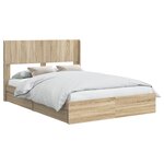 vidaXL Cadre de lit avec rangement et tête de lit Chêne Sonoma