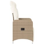 vidaXL Chaises inclinables de jardin lot de 2 et coussins beige rotin