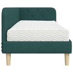 vidaXL Cadre de lit d'angle avec matelas Vert foncé 80 x 200 cm tissu